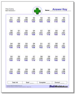 Fifties Doubling /worksheets/addition.html Worksheet