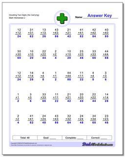 Doubling Two Digits (No Carrying) /worksheets/addition.html Worksheet