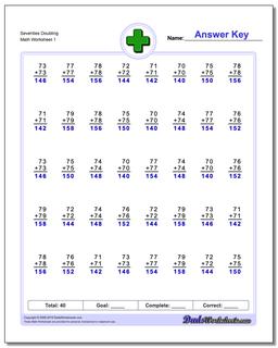 Seventies Doubling Addition Worksheet