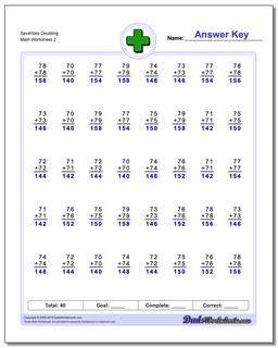 Seventies Doubling /worksheets/addition.html Worksheet