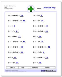 MultiplesSkip Counting Eights /worksheets/addition.html Worksheet