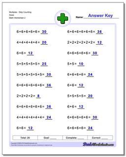 MultiplesSkip Counting Sixes /worksheets/addition.html Worksheet