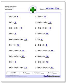MultiplesSkip Counting Twos, Threes, Fours /worksheets/addition.html Worksheet