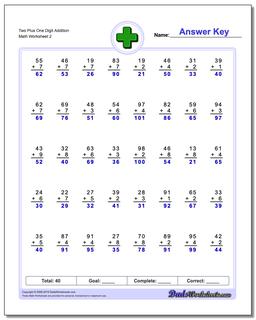 Two Plus One Digit Addition Worksheet /worksheets/addition.html