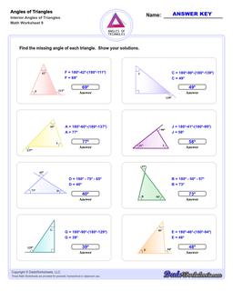 Angles of Triangles Worksheets