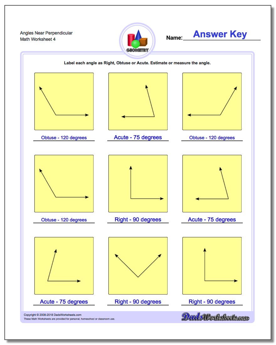 Angles, Right, Obtuse, Acute