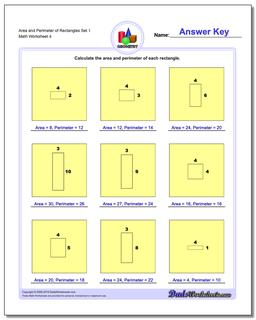 Area and Perimeter of Rectangles Set 1 Worksheet
