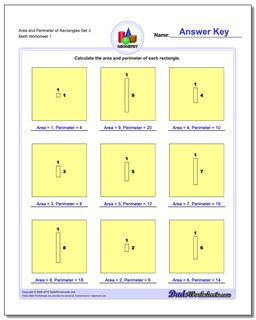 Area and Perimeter of Rectangles Set 3 Basic Geometry Worksheet