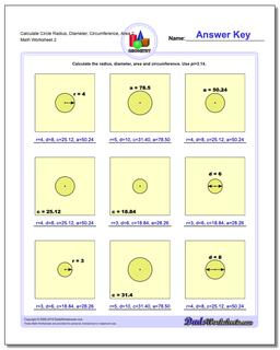 Calculate Circle Radius, Diameter, Circumference, Area 2 /worksheets/basic-geometry.html Worksheet