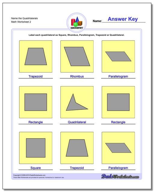 Math Worksheets: Basic Geometry: Basic Geometry: Name the