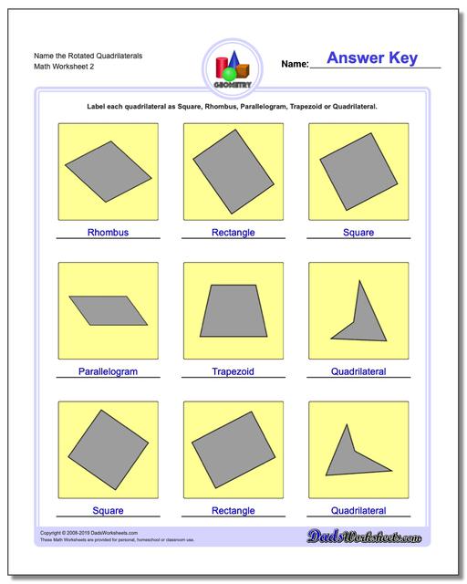 Math Worksheets: Basic Geometry: Basic Geometry: Name the Rotated ...