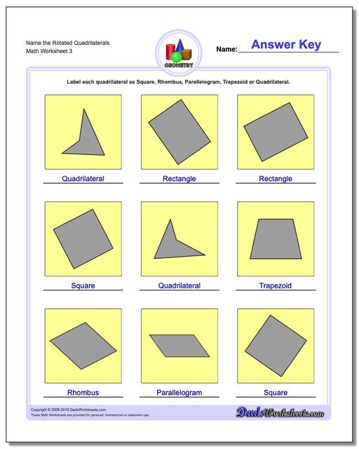 Math Worksheets: Basic Geometry: Basic Geometry: Name the Rotated