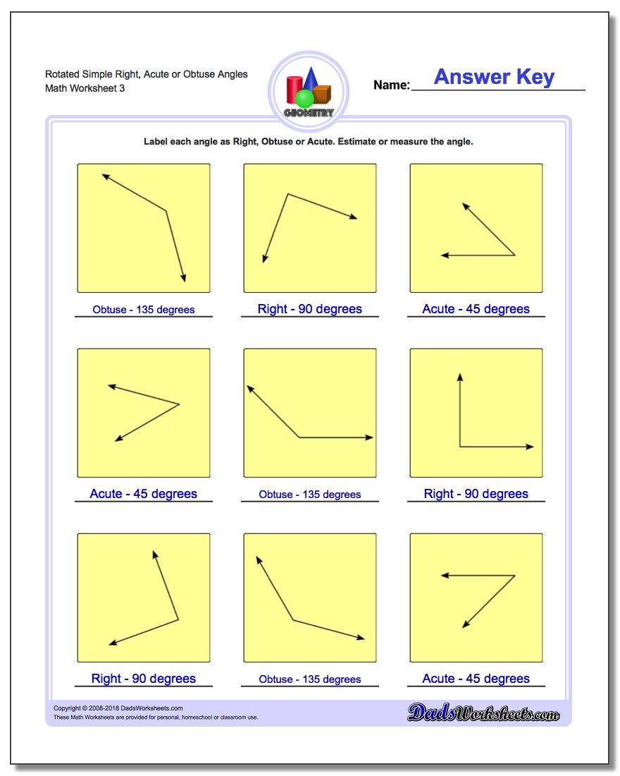 Angles, Right, Obtuse, Acute