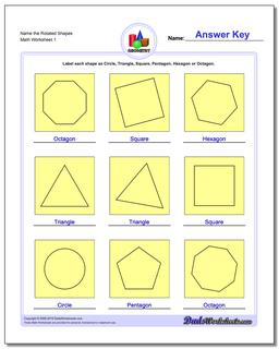 Name the Rotated Shapes Basic Geometry Worksheet