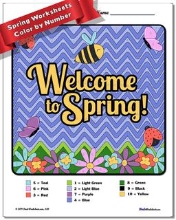 Spring Welcome Color by Number Worksheet
