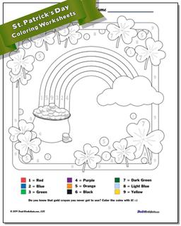 St. Patrick's Day Color by Number Worksheet