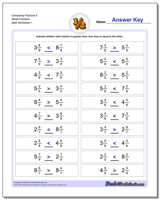 comparing fractions simple comparisons