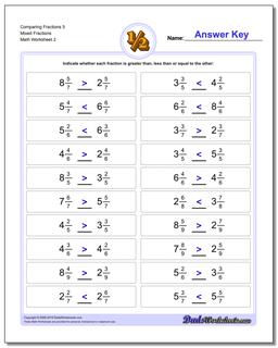 Comparing Fraction Worksheets 5 Mixed Fractions /worksheets/comparing-fractions.html