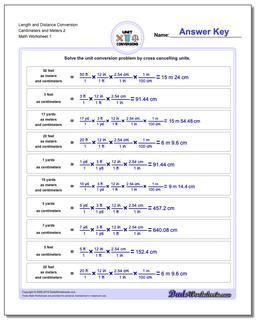 Customary and Metric Length Distance Conversion Worksheet Centimeters Meters 2