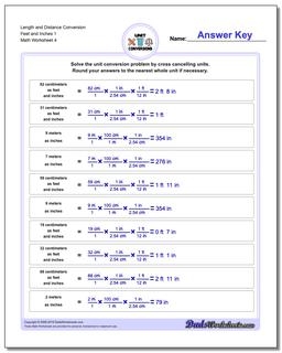 Length and Distance Conversion Worksheet Feet and Inches 1