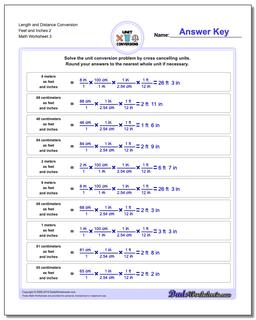 Length and Distance Conversion Worksheet Feet and Inches 2