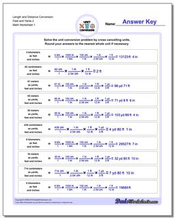 Customary and Metric Length Distance Conversion Worksheet Feet Yards 2