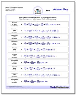 Length and Distance Conversion Worksheet Feet and Yards 2