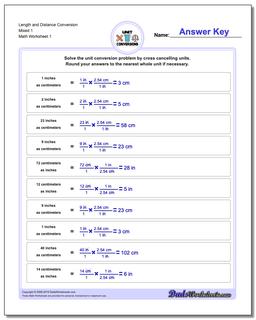 Customary and Metric Length Distance Conversion Worksheet Mixed 1