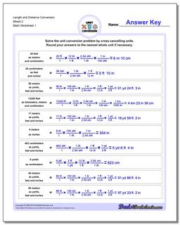 Customary and Metric Length Distance Conversion Worksheet Mixed 2