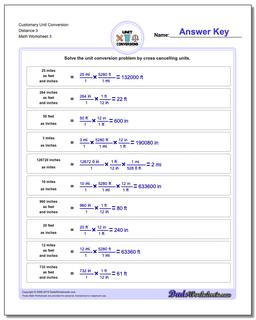 Customary Unit Conversion Worksheet Distance 3