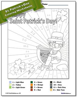 St. Patrick's Day Division Color by Number Worksheet