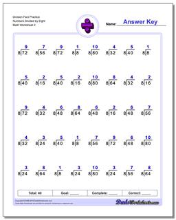 Division Worksheet Fact Practice Numbers Divided by Eight /worksheets/division.html