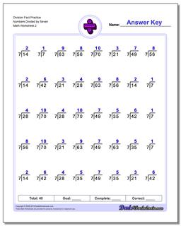 Division Worksheet Fact Practice Numbers Divided by Seven /worksheets/division.html