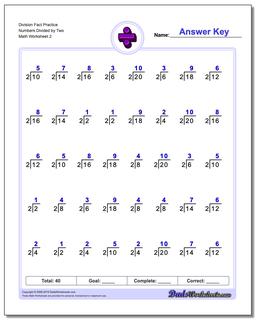 Division Worksheet Fact Practice Numbers Divided by Two /worksheets/division.html