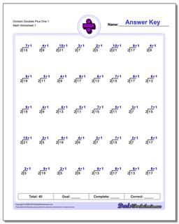 Division Worksheet Doubles Plus One 1