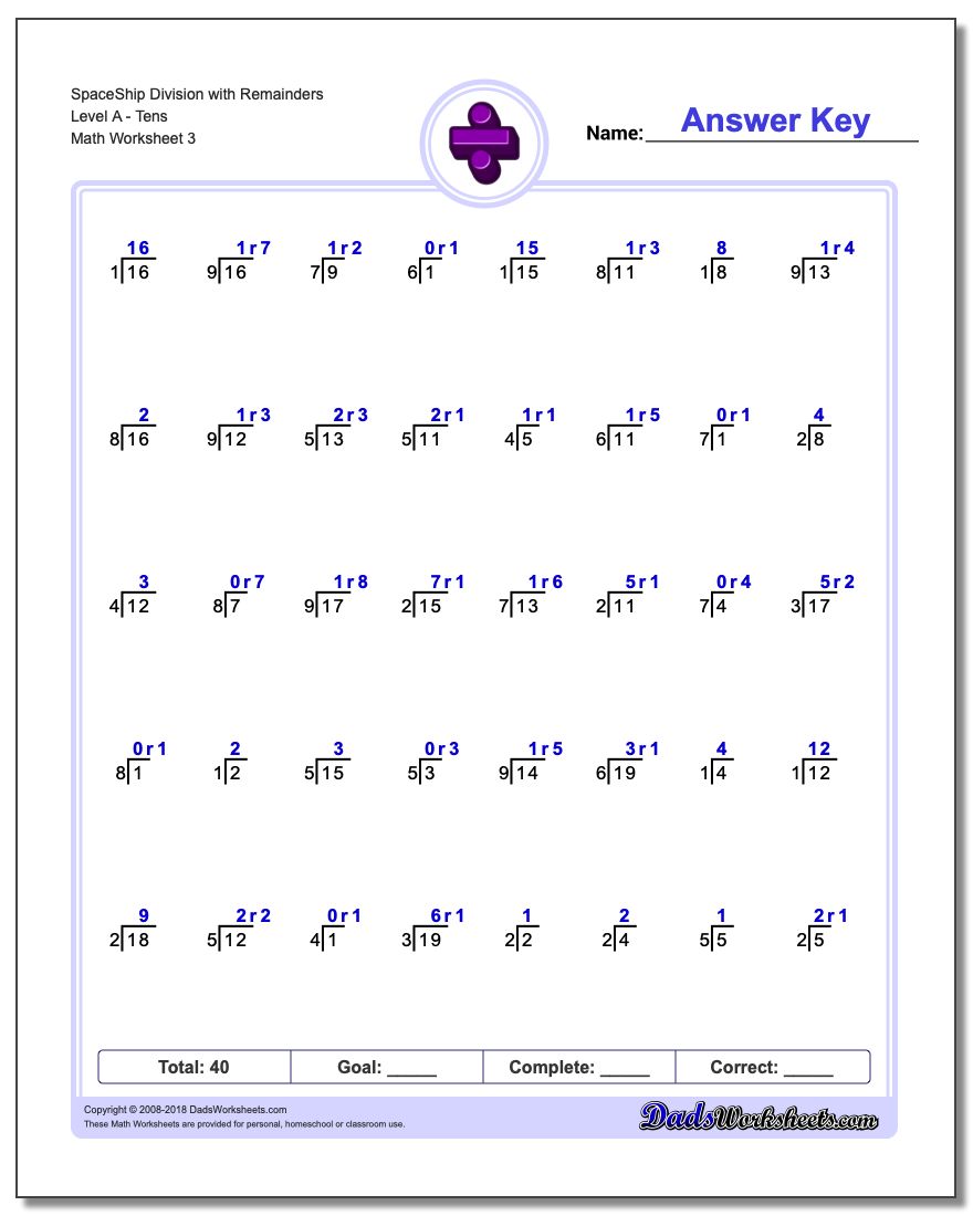 spaceshipmath division all with remainders