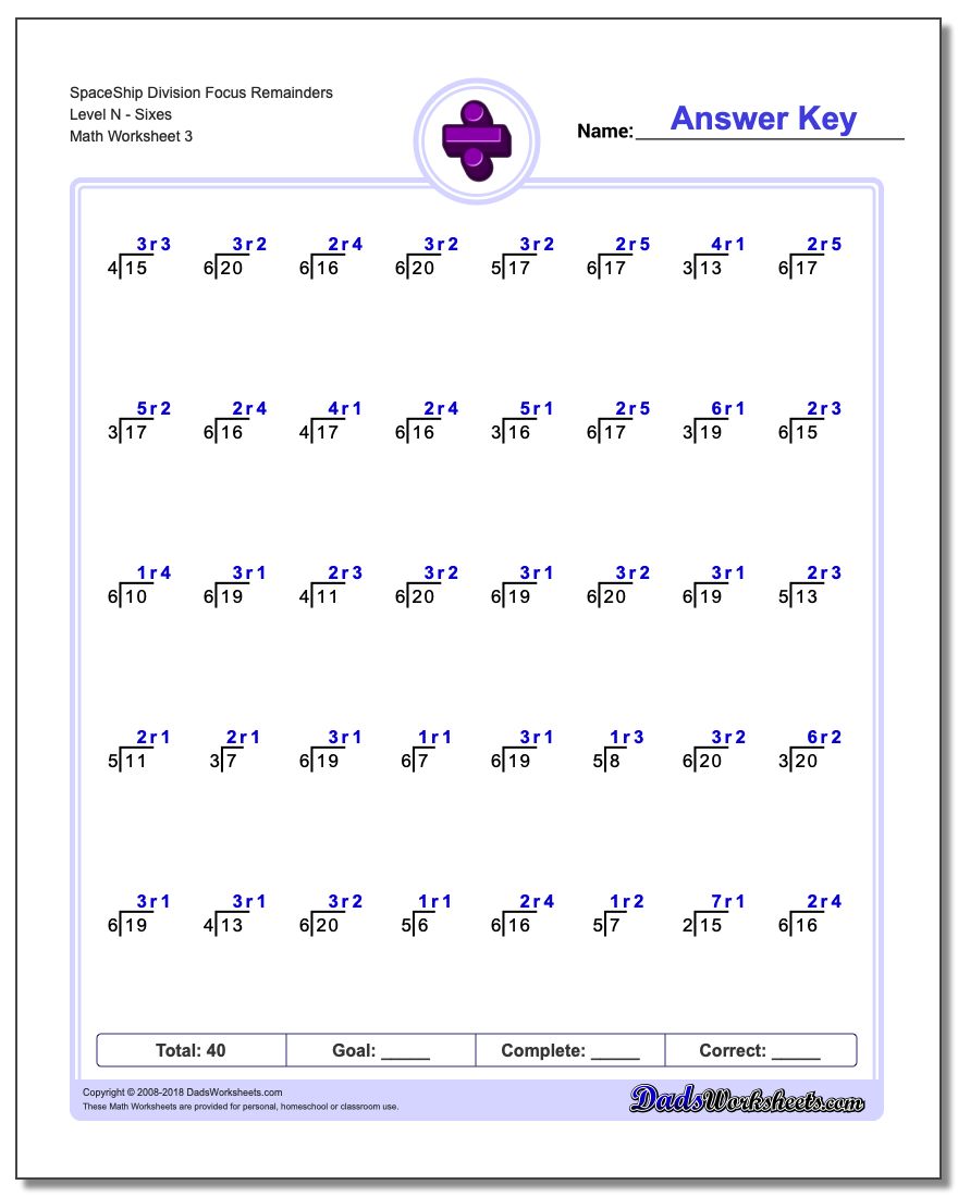 spaceshipmath division focus on remainders