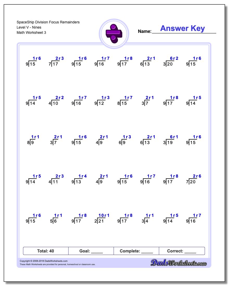 spaceshipmath division focus on remainders