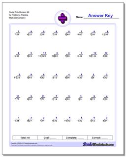 Facts Only Division Worksheet 26 All Problems Worksheet Practice