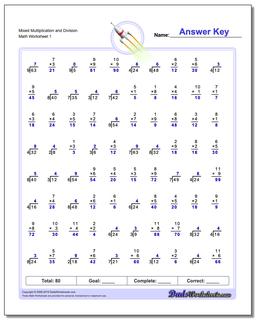 Division Worksheet Mixed Multiplication and