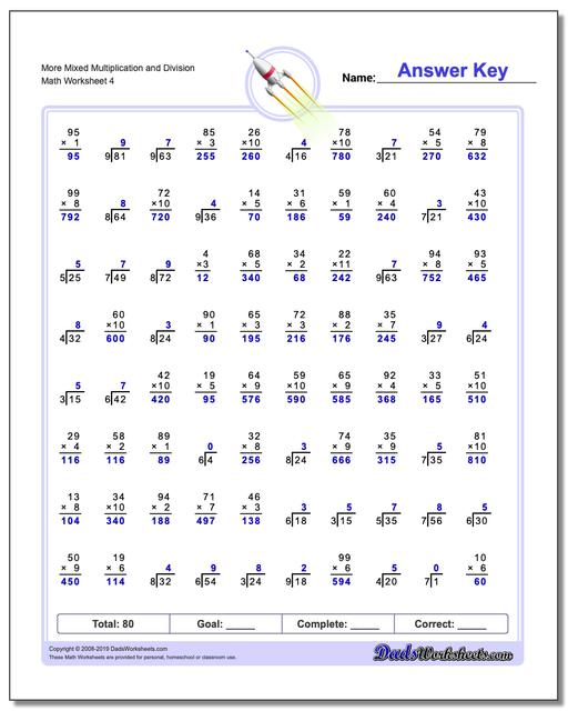 Division Worksheets: Mixed Multiplication and Division