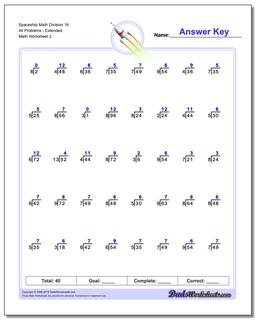 Spaceship Math Division Worksheet 16 All Problems WorksheetExtended /worksheets/division.html