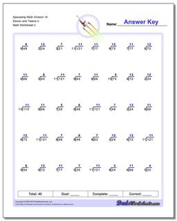 Spaceship Math Division Worksheet 16 Eleven and Twelve C /worksheets/division.html