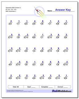 Spaceship Math Division Worksheet D 8/2, 8/4, 10/2, 10/5 /worksheets/division.html