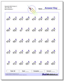 Spaceship Math Division Worksheet O 18/3, 18/6, 81/9 /worksheets/division.html