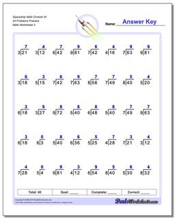 Spaceship Math Division Worksheet W All Problems Worksheet Practice