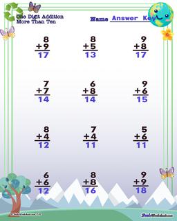Earth Day Addition Worksheet