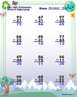 Earth Day Subtraction Worksheet
