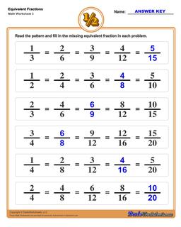 Equivalent Fraction Easy Worksheet 3