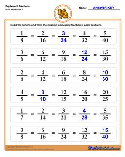 Equivalent Fraction Medium Worksheet 3